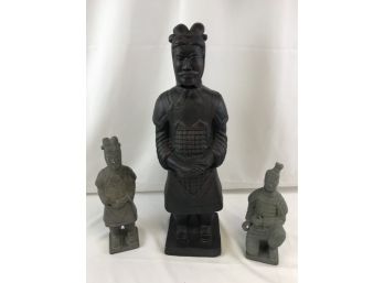 Terra-cotta Army Statues, One Large And Two Small