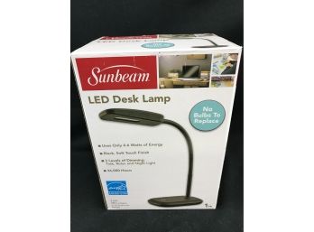 Sunbeam LED Desk Lamp, Black, 3 Brightness Levels. Brand New Still In Box