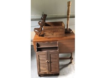 Assorted Wooden Items Including Wooden Crate