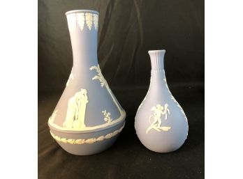 2 Pale Blue Wedgwood Jasperware Vases