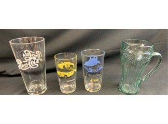 4 Collectibles Glasses.Coke/Pepsi/autos