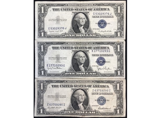 3 One Dollar Silver Certificates, 1935 👈