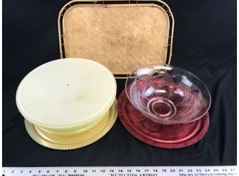 Serving Trays, Glass Bowl, Plastic Tupperware Bowl With Lid