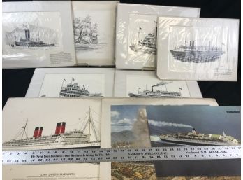 Lot Of Steam Boat, Ships, Side Wheeler, Ocean Liner, Train Prints