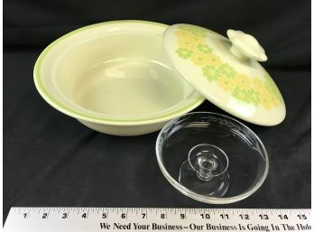 Large Bowl With Lid And Pedestal Glass Dish