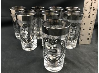 8 Silver Tipped 25th Anniversary Glasses