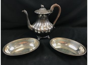Community Plate Silver Plated Teapot And 2 Bowls