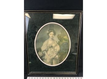Victorian Print Art And Frame, Double Matted, Size Approximately 22 X 19”