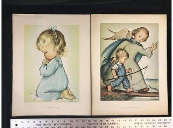 2 Vintage Prints, Crestwick, New York, His Guardian Angel 1943, A Child’s Prayer 1948
