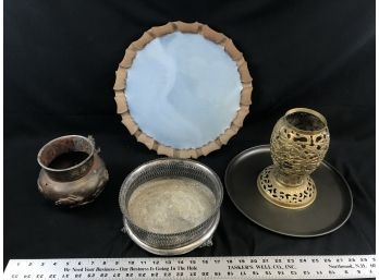 Lot Of Metal Containers, And Ceramic Handmade Tray