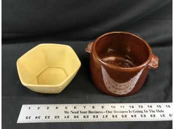Roseville Bowl And West Bend Two Handled Pot