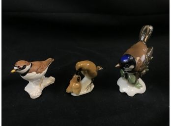 3 Bird Figurines, Goebel And Others Made In West Germany