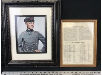 Framed Print Of Military Uniform, Red Baron Last Dogfight
