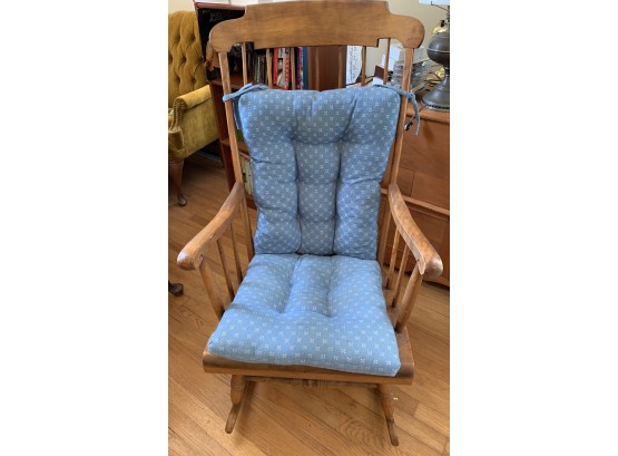 Nichols And Stone Rocking Chair With Blue Cushions