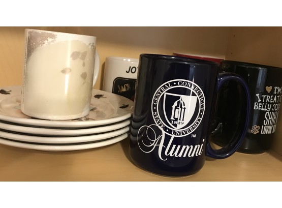 Assorted Mugs And Hand-painted Plates
