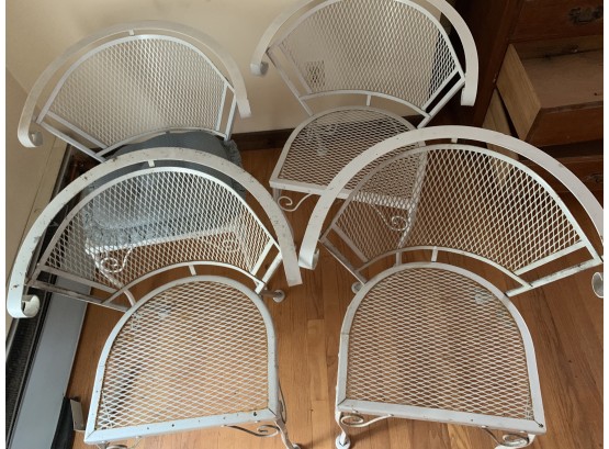 Set Of Four Vintage Outdoor Metal Chairs/table/cart