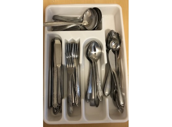 Assorted Tray Of Stainless Steel Flatware