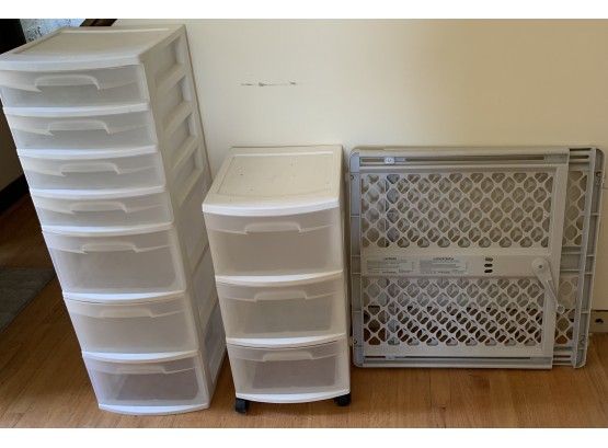 Two Plastic Containers With Drawers And One Gate