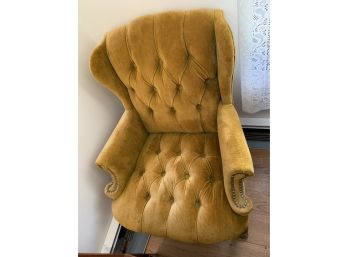 Vintage Tufted Upholstered Queen Anne Style Chair