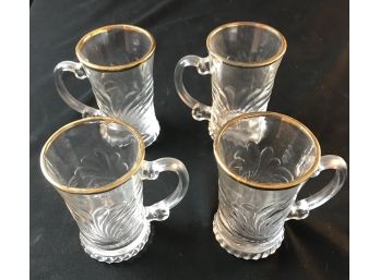 Gold Banded Glass Mugs