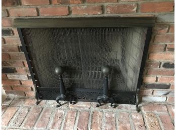 Cannon Ball Andirons/fireplace Screen/grate