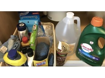 Assorted Cleaning Supplies Found In Kitchen
