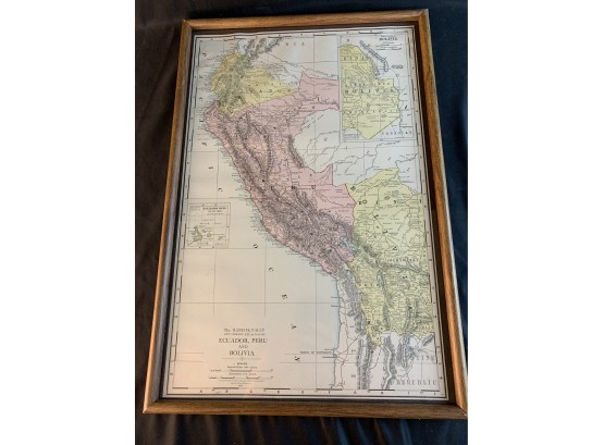 1915 Ecuador, Peru, Bolivia Rand McNally Map