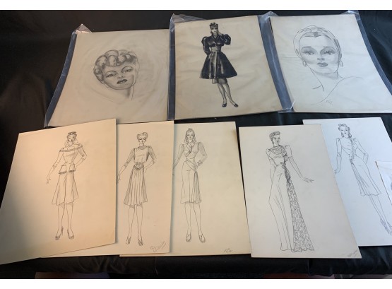 Original Fashion Drawings/ Pen & Ink Peggy Schillander