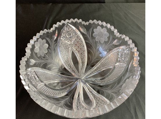 American Brilliant Etched Cut Glass Bowl
