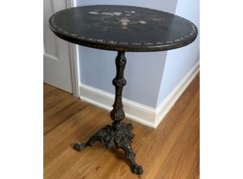 Mother Of Pearl Inlaid Table With Iron Base