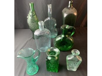 Assorted Green Bottles/vases/pitchers