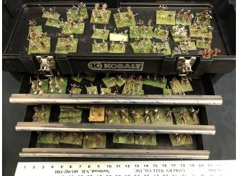 Lot 4  -  Hand Painted Military Soldier Figures -Ancient Greeks/Romans  , 3 Drawer Kobalt Toolbox