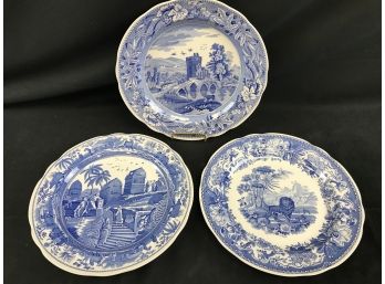 3 Spode Blue Room Collection Traditions Series Plates, Lucano, Caramanian, Aesop’s Fables