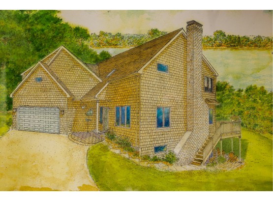Chaz Shulman Watercolor Lake House