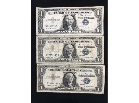 3 - $1 Silver Certificates 1957 💵