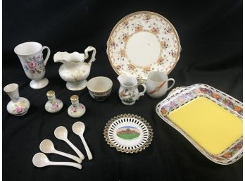 Miscellaneous Lot Of Items, Bowl, Plate, Pitcher , Rice Bowl, Vase, Made In Germany, England, California, Japa