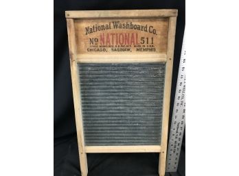 National Washboard Company, Number 511, 25 Inch Glass And Wood Washboard