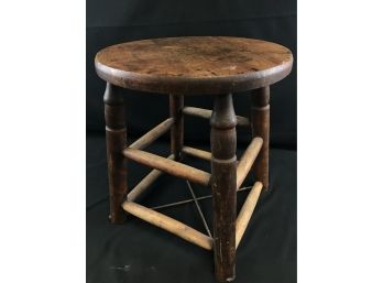 Antique Or Vintage Wood Stool, 16 Inches Tall