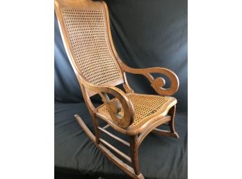 Antique Wood Cane Rocking Chair