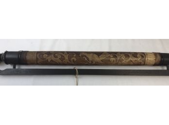 Antique Tapestry Rod, Etched Wood Approximately 33 Inches Long