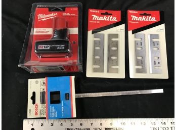 Milwaukee Lithium Battery, Makita Blades, Bosch Jigsaw Guide, New In Package