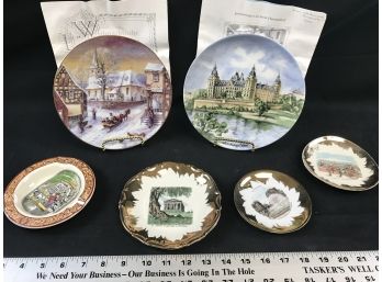 German Collectible Plates, Italian Or Spanish Plates With Gold Accent, Adams Ashtray