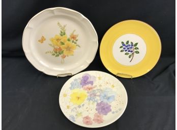 3 Plates, Sangostone Made In Korea, Stangl Made In New Jersey, Made In Italy