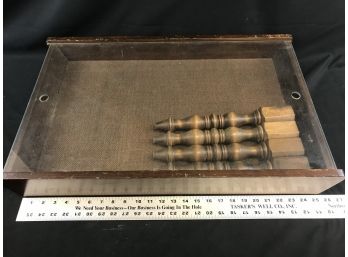 Wood Table Shadow Box With Glass Top  - Size Approx 26” Long X 17” Wide