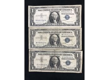 3 - $1 Silver Certificates 1957 💵