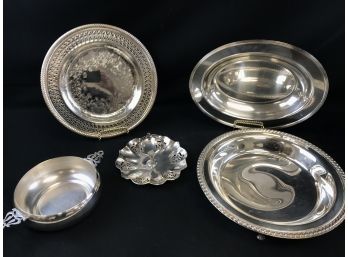 Silver Plated Lot, WM Rogers, Sheffield, 3 Footed Serving Dish, Trays, Candy Dish, Bowl