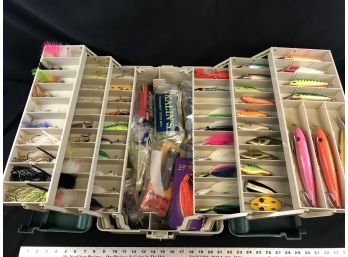 Large Plano 3 Level  Tackle Box Absolutely Stuffed With Fishing Lores And Supplies, Most Items Are Like New