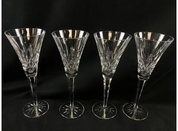 4 Waterford Flutes, Lismore Pattern, Excellent Condition