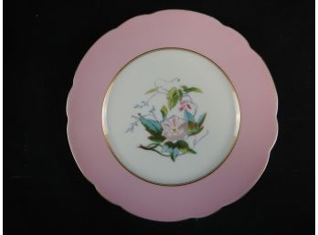 Old Pink Flower Plate Gold Lining