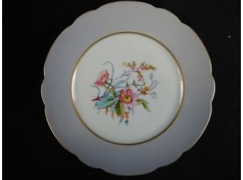 Gray Flower Plate With Gold Lining